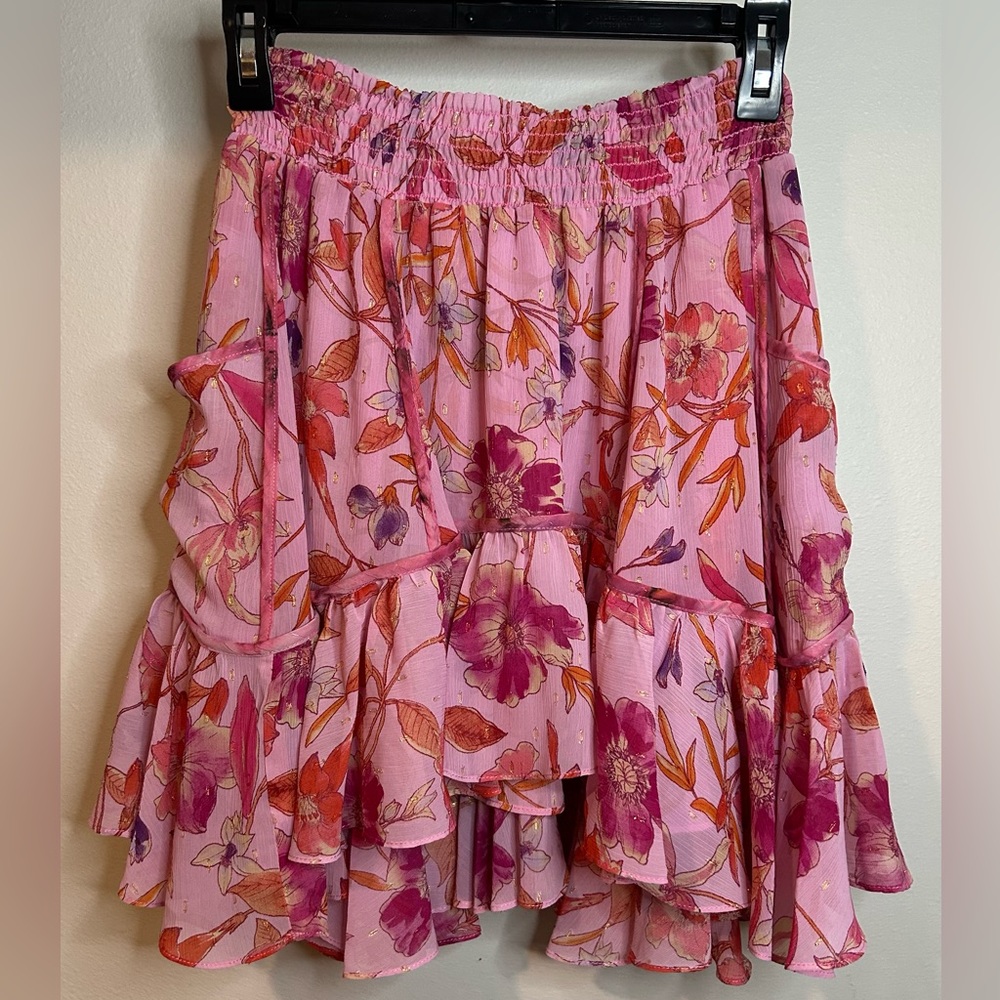 Misa Los Angeles Pink Floral Skirt